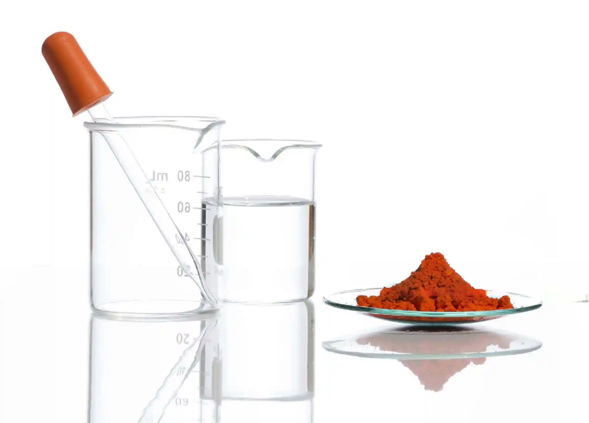 chemical solution and red iron oxide powder
